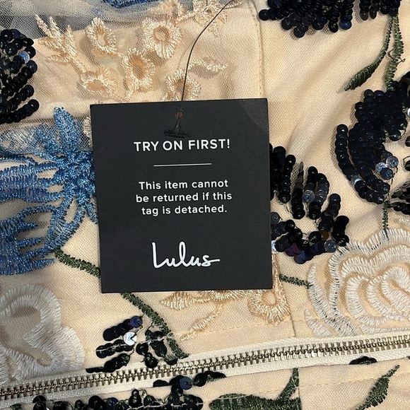 Lulus Show Stopper Cream Embroidered Sequin Bodycon Mini Dress - Picture 7 of 8